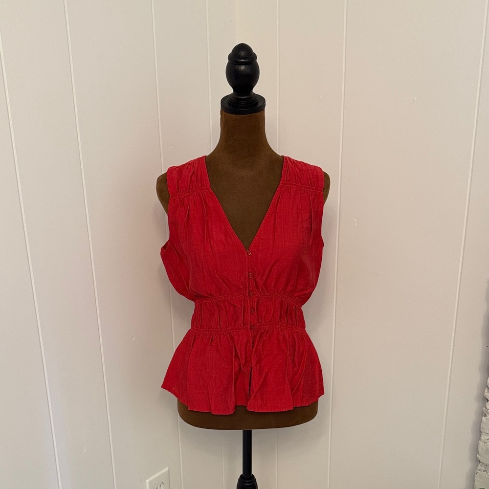 RACHEL Rachel Roy Vibrant Red Peplum Blouse